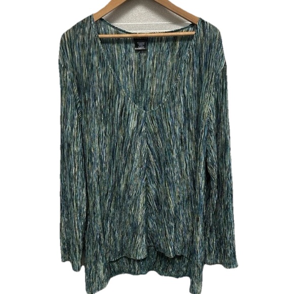 Citiknit Tops - Citiknit Women’s Retro Long Sleeve Deep V Neck Flowy 90s Size XL Colorful Blouse